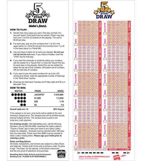 idaho 5 star draw|Idaho (ID) 5 Star Draw Lottery Results and Game Details.